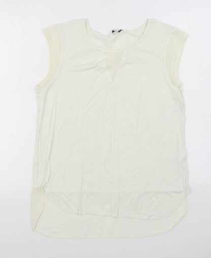 Rose & Olive Womens White Elastane Basic Blouse Size M Boat Neck