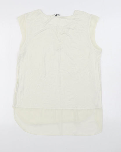 Rose & Olive Womens White Elastane Basic Blouse Size M Boat Neck