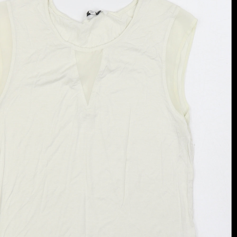 Rose & Olive Womens White Elastane Basic Blouse Size M Boat Neck