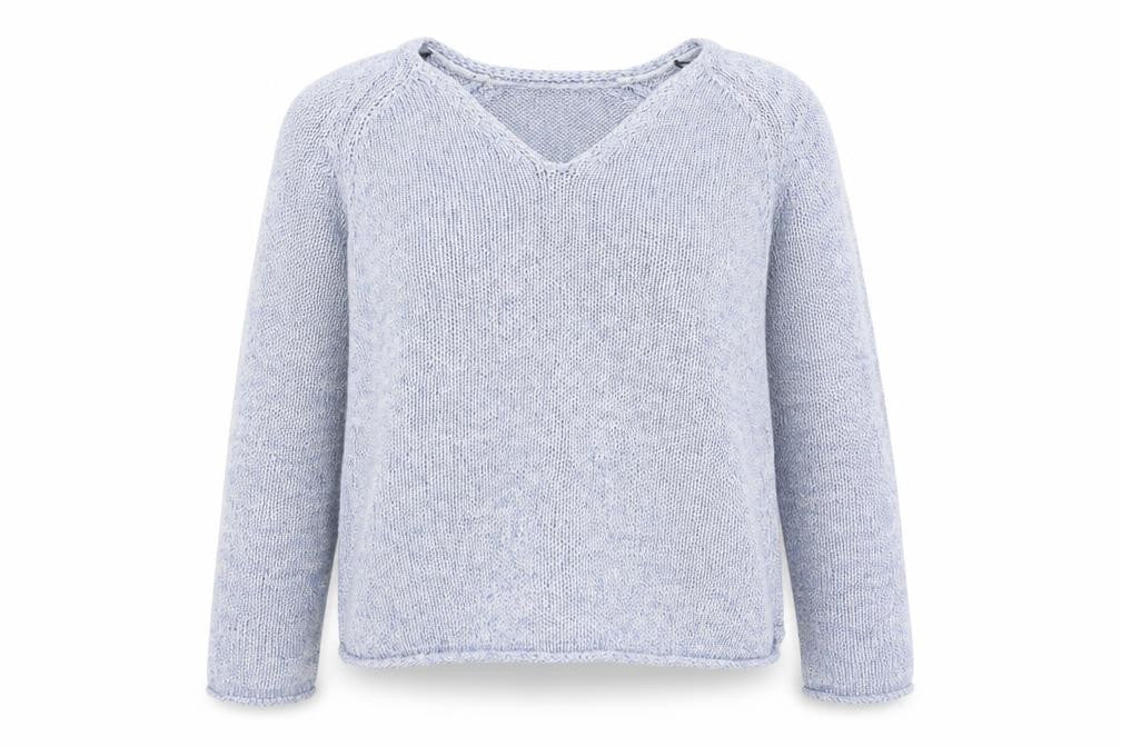 H&M Womens Blue V-Neck Acrylic Pullover Jumper Size S
