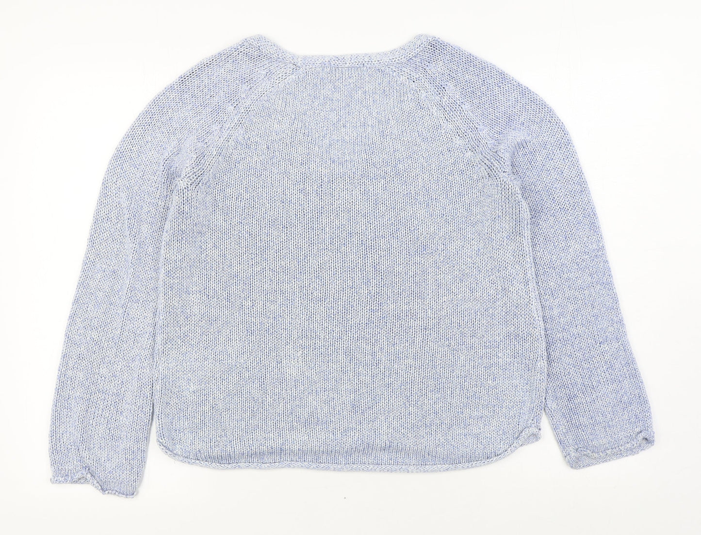 H&M Womens Blue V-Neck Acrylic Pullover Jumper Size S