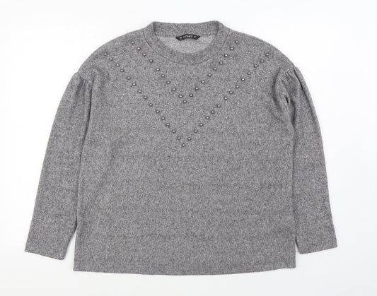 Dunnes Stores Womens Grey Round Neck Polyester Pullover Jumper Size M