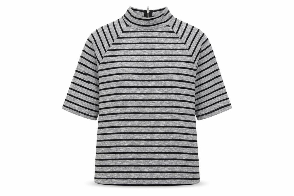 New Look Womens Grey Striped Polyester Pullover Sweatshirt Size 8 Zip