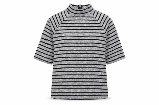 New Look Womens Grey Striped Polyester Pullover Sweatshirt Size 8 Zip