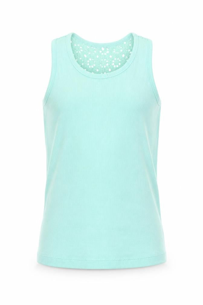 George Girls Green Cotton Basic Tank Size 7-8 Years Crew Neck Pullover