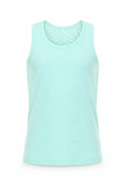 George Girls Green Cotton Basic Tank Size 7-8 Years Crew Neck Pullover