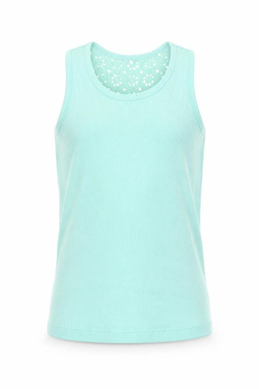 George Girls Green Cotton Basic Tank Size 7-8 Years Crew Neck Pullover
