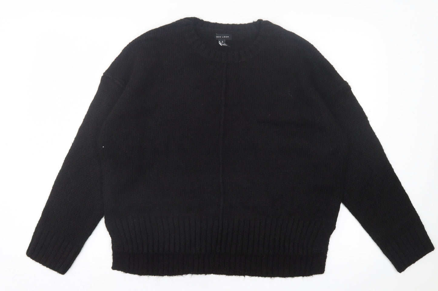 New Look Womens Black Crew Neck Acrylic Pullover Jumper Size M