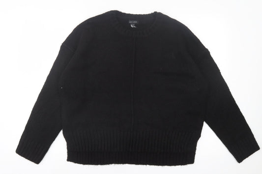 New Look Womens Black Crew Neck Acrylic Pullover Jumper Size M