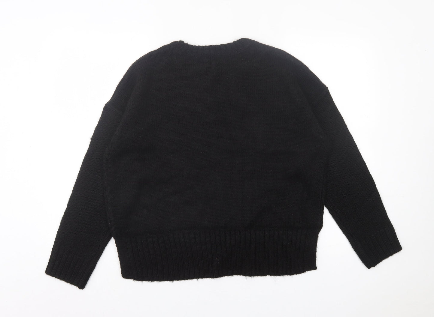 New Look Womens Black Crew Neck Acrylic Pullover Jumper Size M