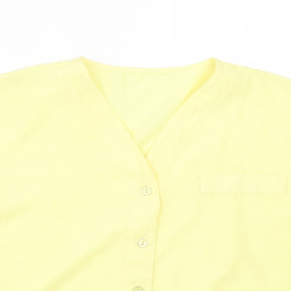 St Bernard Womens Yellow Polyester Basic Button-Up Size 16 V-Neck