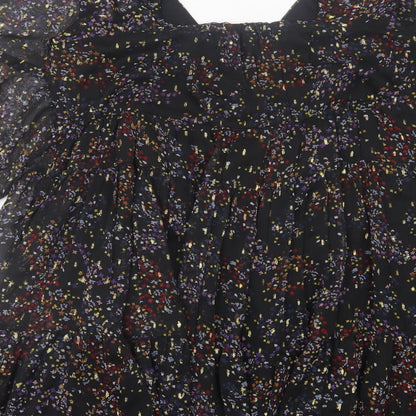 Miss Selfridge Womens Black Geometric Polyester A-Line Size 10 Square Neck Pullover