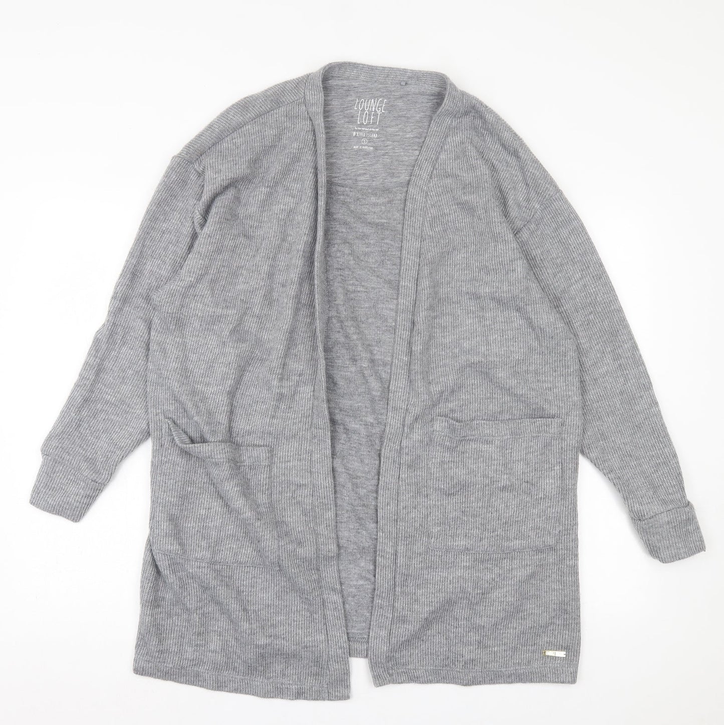 River Island Womens Grey V-Neck Polyester Cardigan Jumper Size S