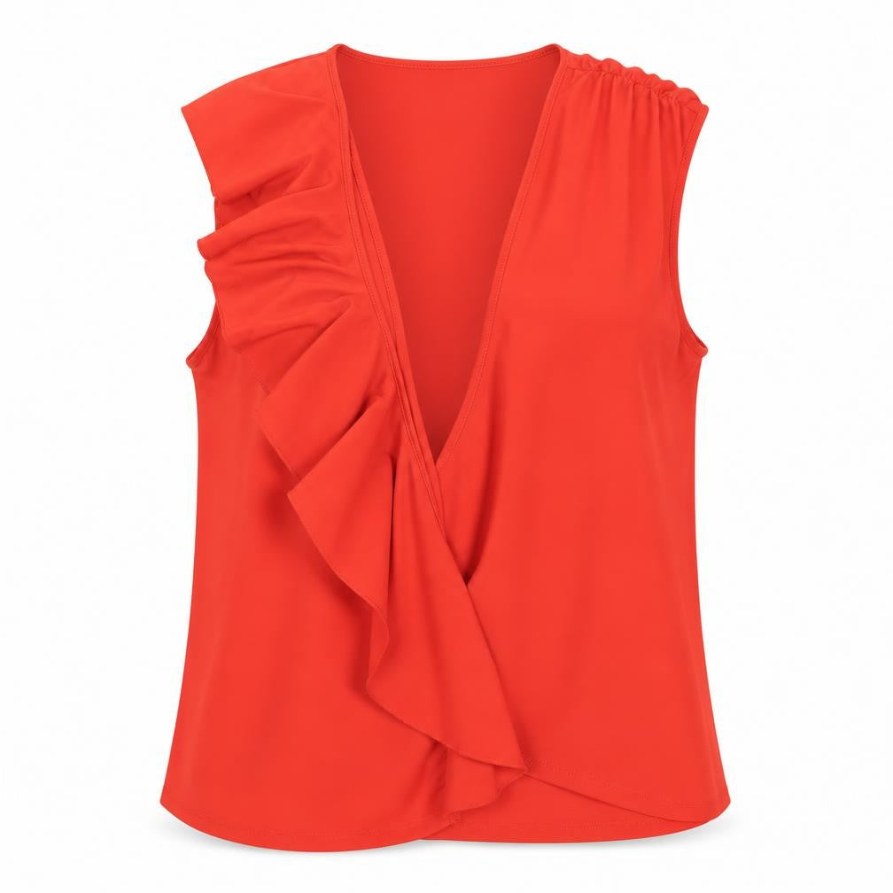 Zara Womens Red Polyester Wrap Blouse Size M V-Neck