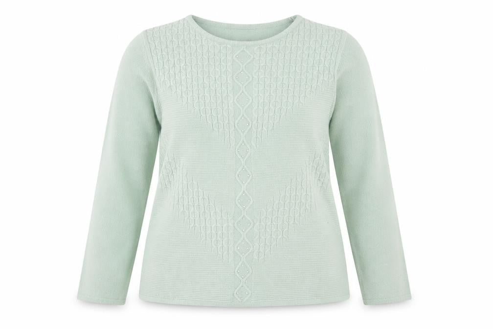 anna rose Womens Green Crew Neck Acrylic Pullover Jumper Size XL
