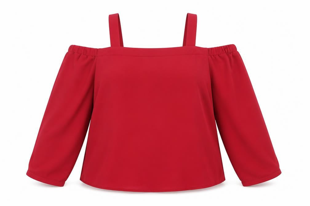 New Look Womens Red Polyester Basic Blouse Size 14 Square Neck