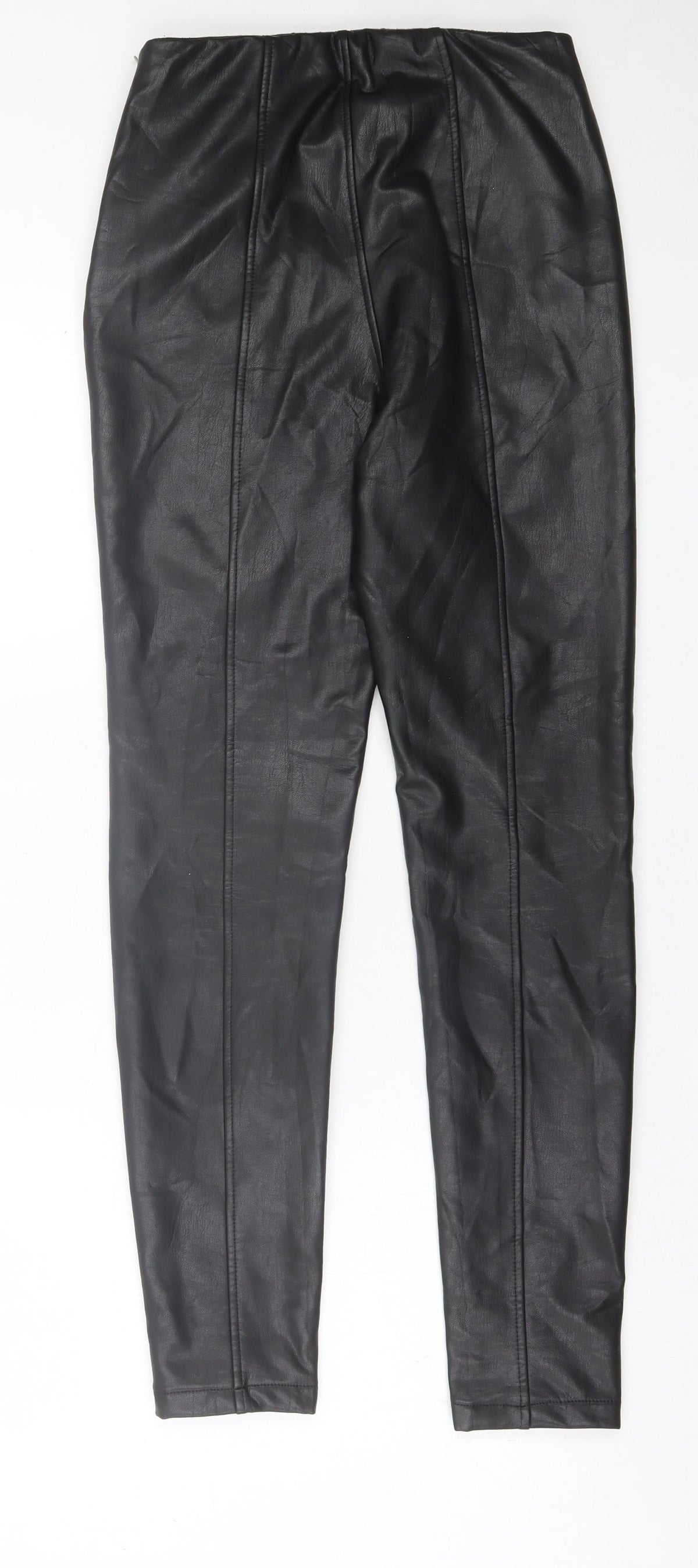 New Look Womens Black Polyurethane Capri Trousers Size 10 L28 in Regular Zip
