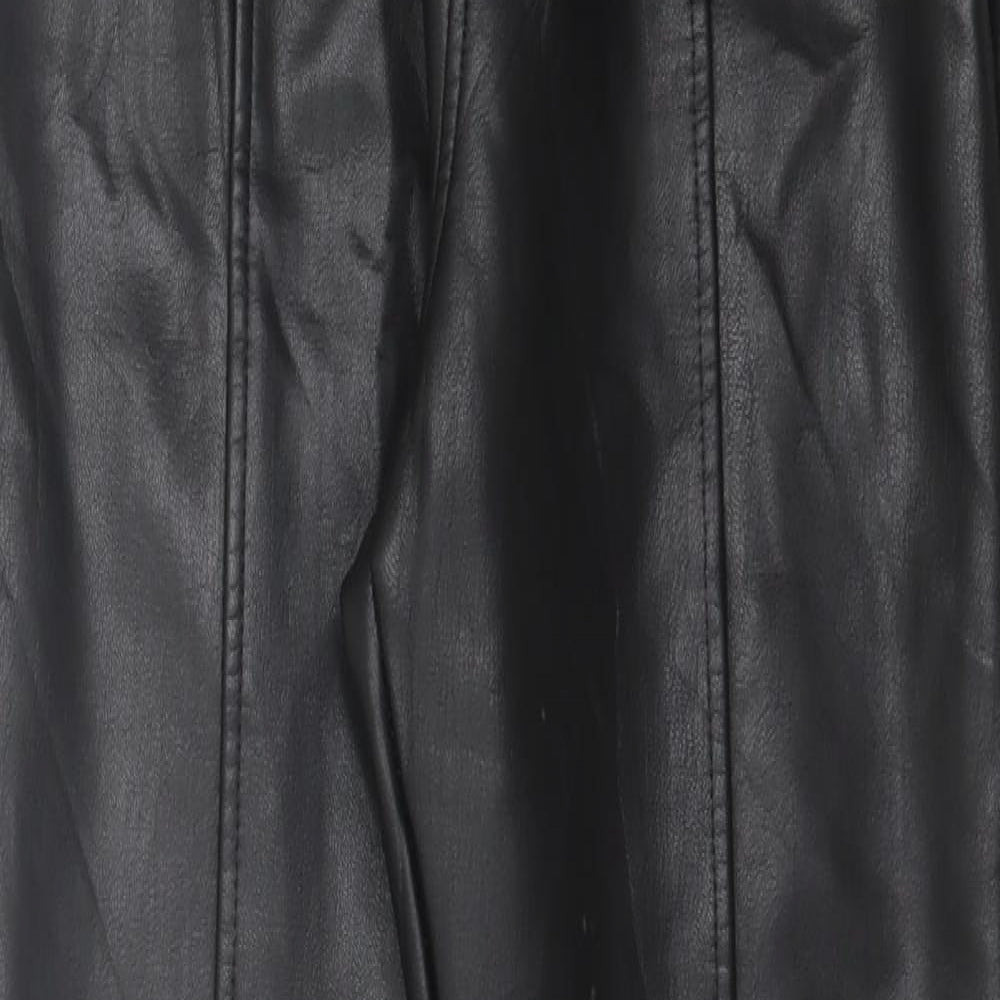 New Look Womens Black Polyurethane Capri Trousers Size 10 L28 in Regular Zip
