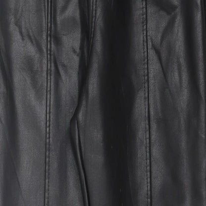 New Look Womens Black Polyurethane Capri Trousers Size 10 L28 in Regular Zip