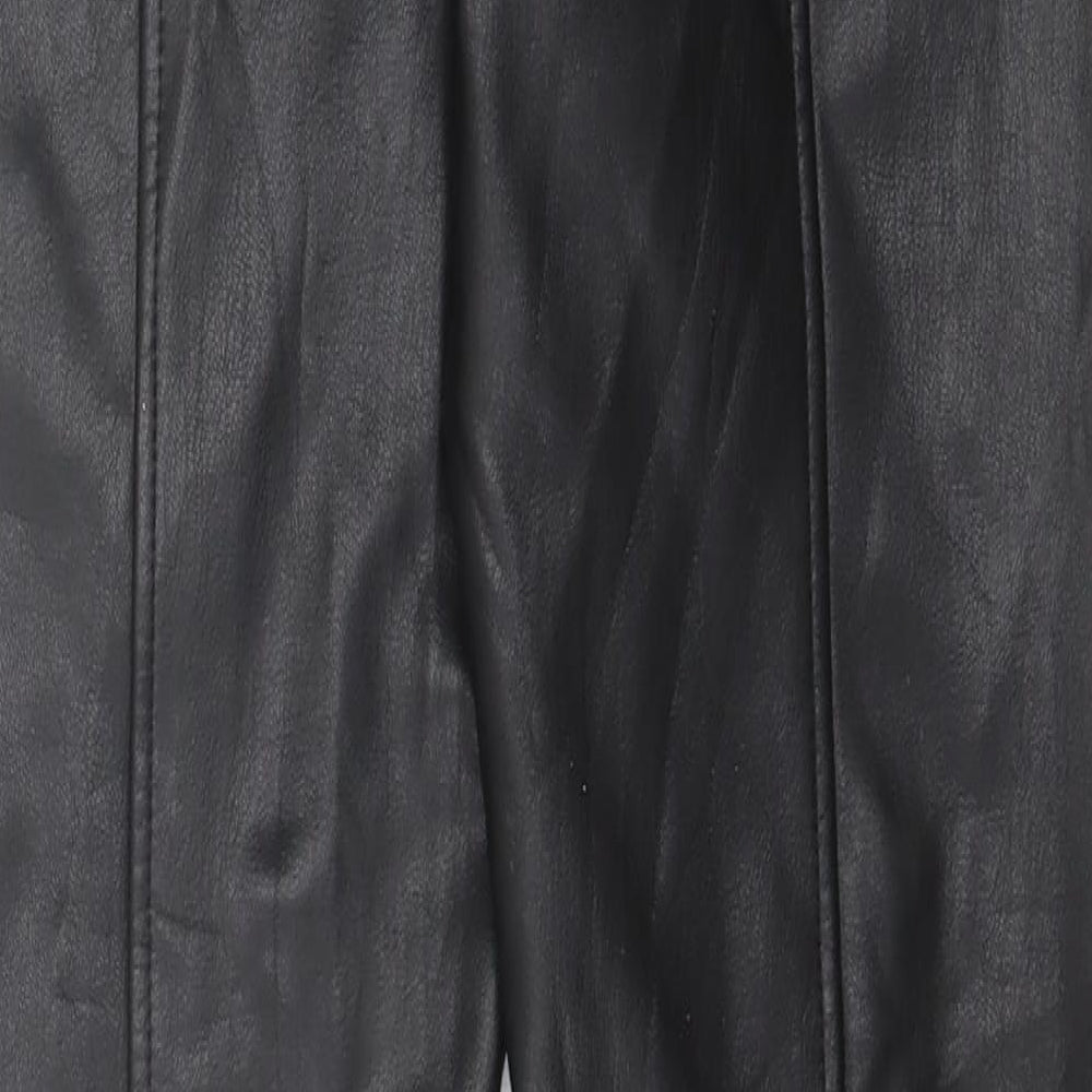 New Look Womens Black Polyurethane Capri Trousers Size 10 L28 in Regular Zip