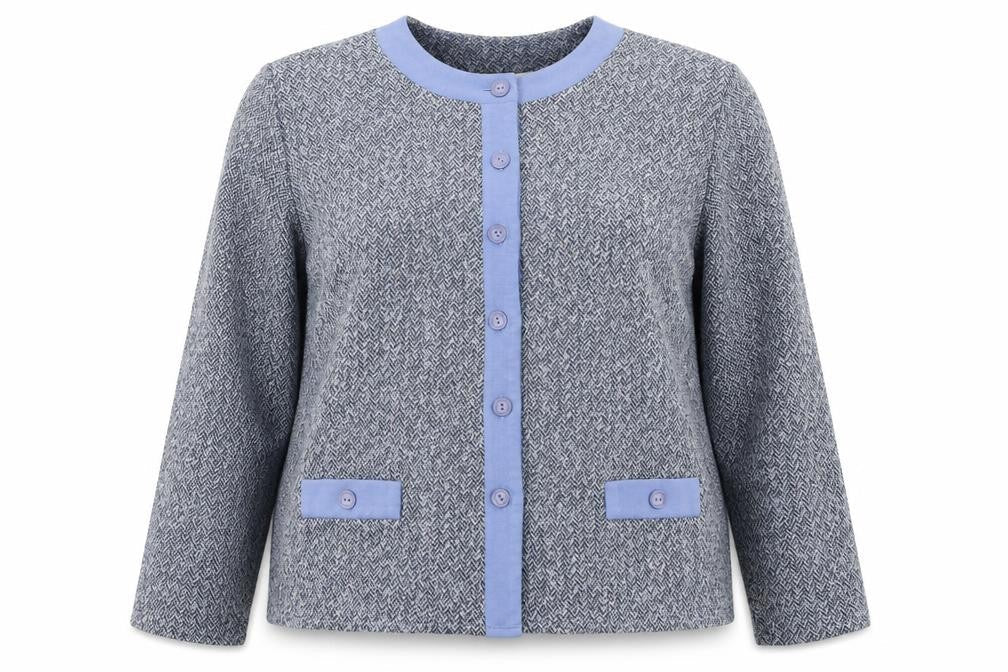 Bonmarché Womens Blue Geometric Jacket Size 20 Button