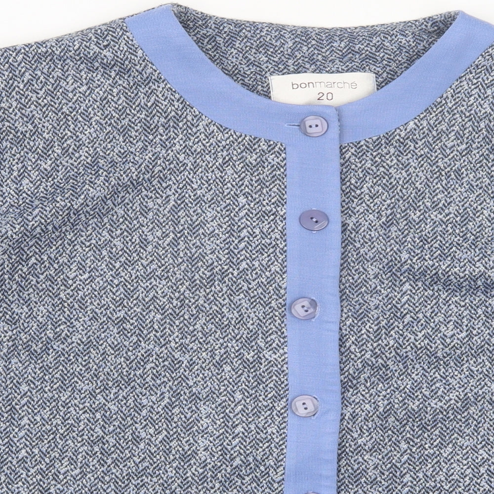 bonmarch Womens Blue Geometric Jacket Size 20 Button