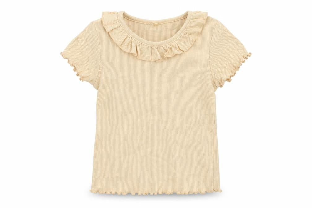 George Girls Beige Cotton Pullover T-Shirt Size 2-3 Years Boat Neck Pullover
