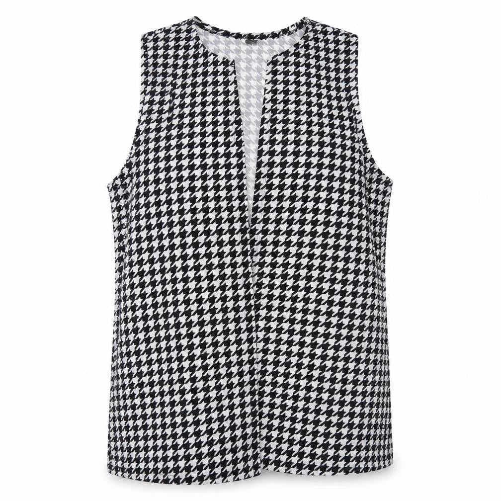 SheIn Womens Black Houndstooth Jacket Waistcoat Size L