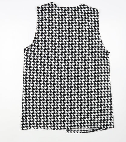 SHEIN Womens Black Houndstooth Jacket Waistcoat Size L