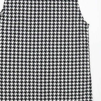 SHEIN Womens Black Houndstooth Jacket Waistcoat Size L