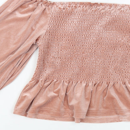 Preloved Primark Womens Pink Polyester Basic Blouse Size 12 Off the Shoulder - Label