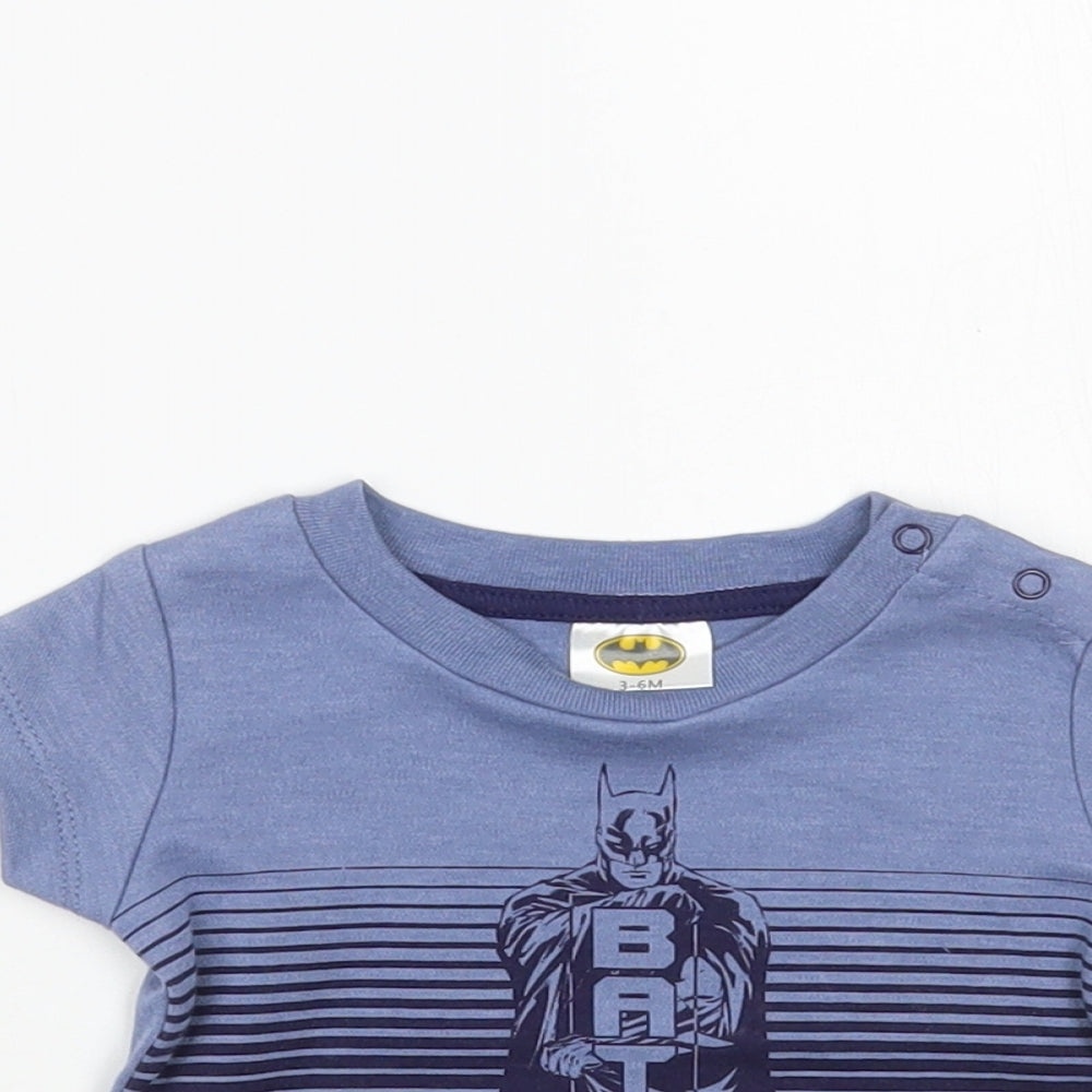 Jainco Baby Blue Cotton Pullover T-Shirt Size 3-6 Months Crew Neck Snap - Batman