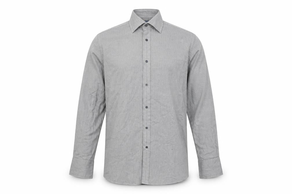 Rochas Mens Grey Cotton Button-Up Size 16 Collared