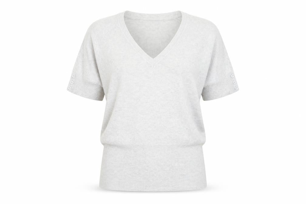 New Look Womens Grey V-Neck Cotton Pullover Jumper Size 12