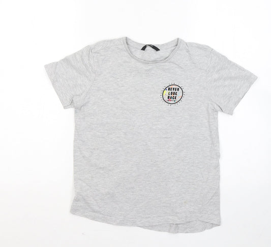 George Boys Grey Cotton Basic T-Shirt Size 11-12 Years Round Neck - Never look back
