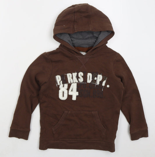 Marks and Spencer Boys Brown Cotton Pullover Hoodie Size 7-8 Years Pullover - Parks Dept