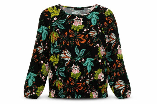 Rachel Zoe Womens Black Floral Polyester Basic T-Shirt Size XS Boat Neck