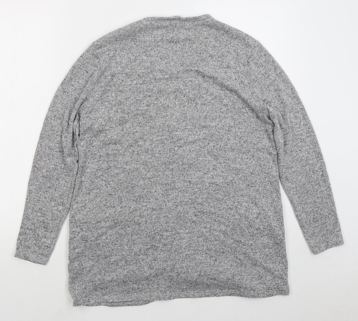 George Womens Grey V-Neck Polyester Cardigan Jumper Size M