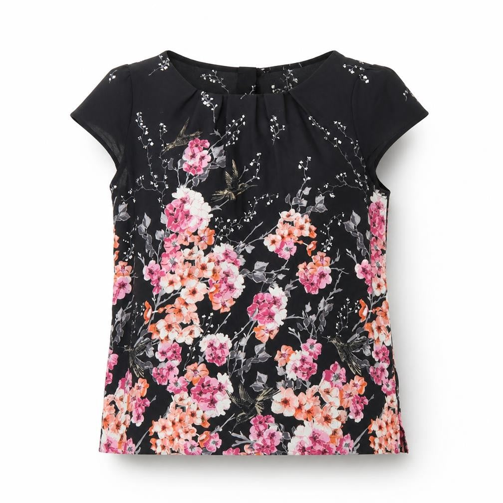 Dorothy Perkins Womens Multicoloured Floral Polyester Basic Blouse Size 10 Round Neck