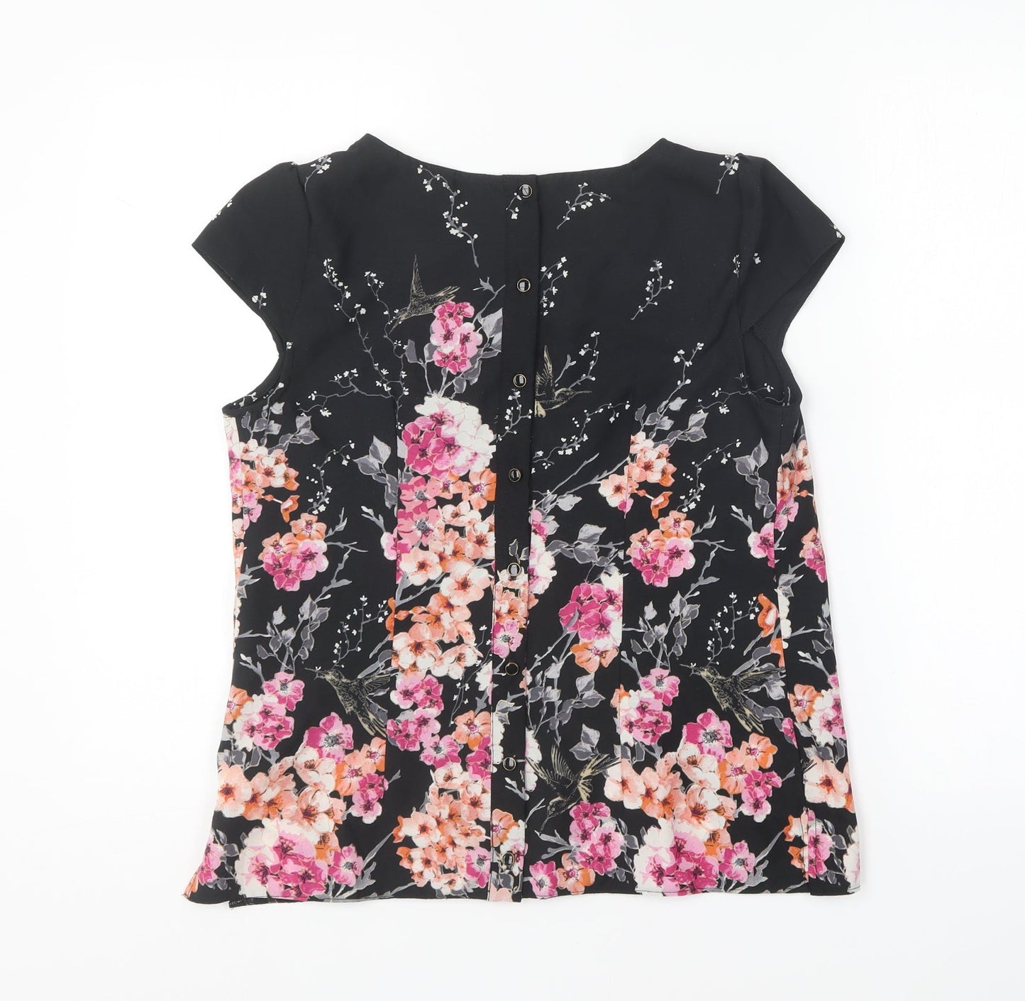 Dorothy Perkins Womens Multicoloured Floral Polyester Basic Blouse Size 10 Round Neck