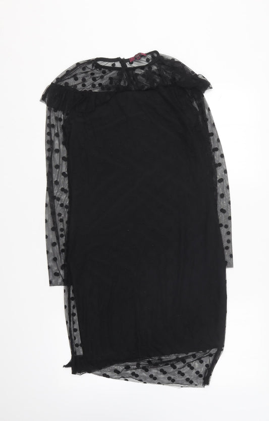Missi London Womens Black Polka Dot Polyester Shift Size 12 Round Neck