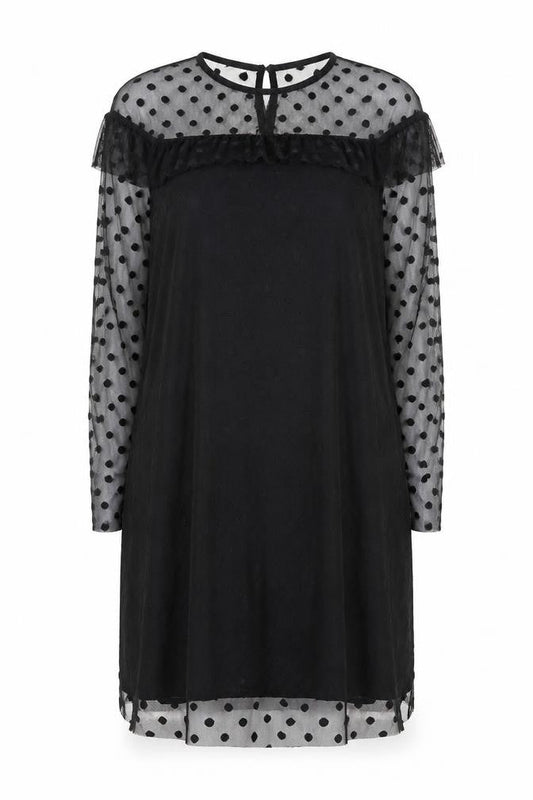 Missi London Womens Black Polka Dot Polyester Shift Size 12 Round Neck
