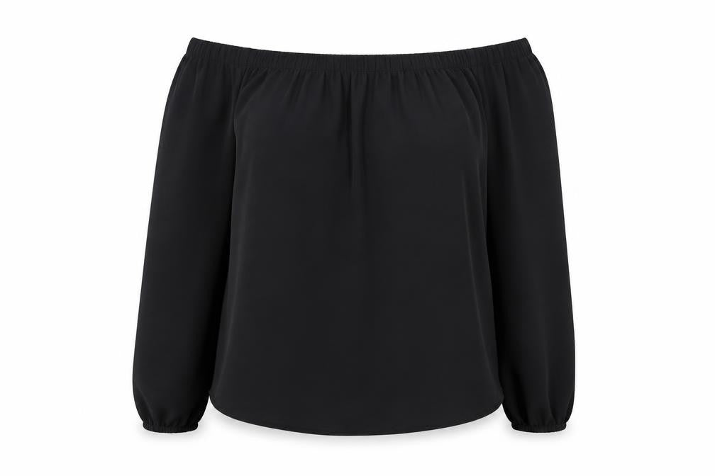 George Womens Black Polyester Basic Blouse Size 10 Off the Shoulder