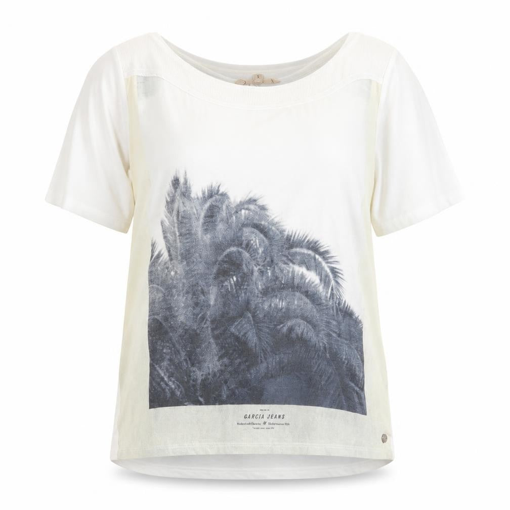 Garcia Womens Ivory Cotton Basic T-Shirt Size L Round Neck