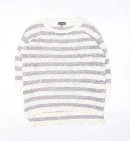 Per Una Womens Multicoloured Round Neck Striped Acrylic Pullover Jumper Size 12