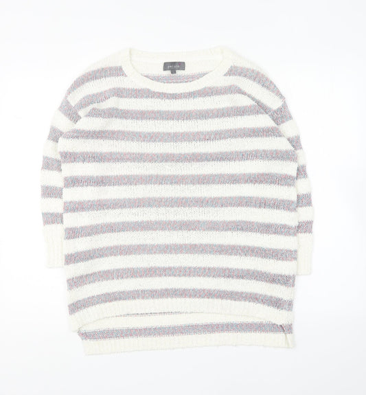 Per Una Womens Multicoloured Round Neck Striped Acrylic Pullover Jumper Size 12