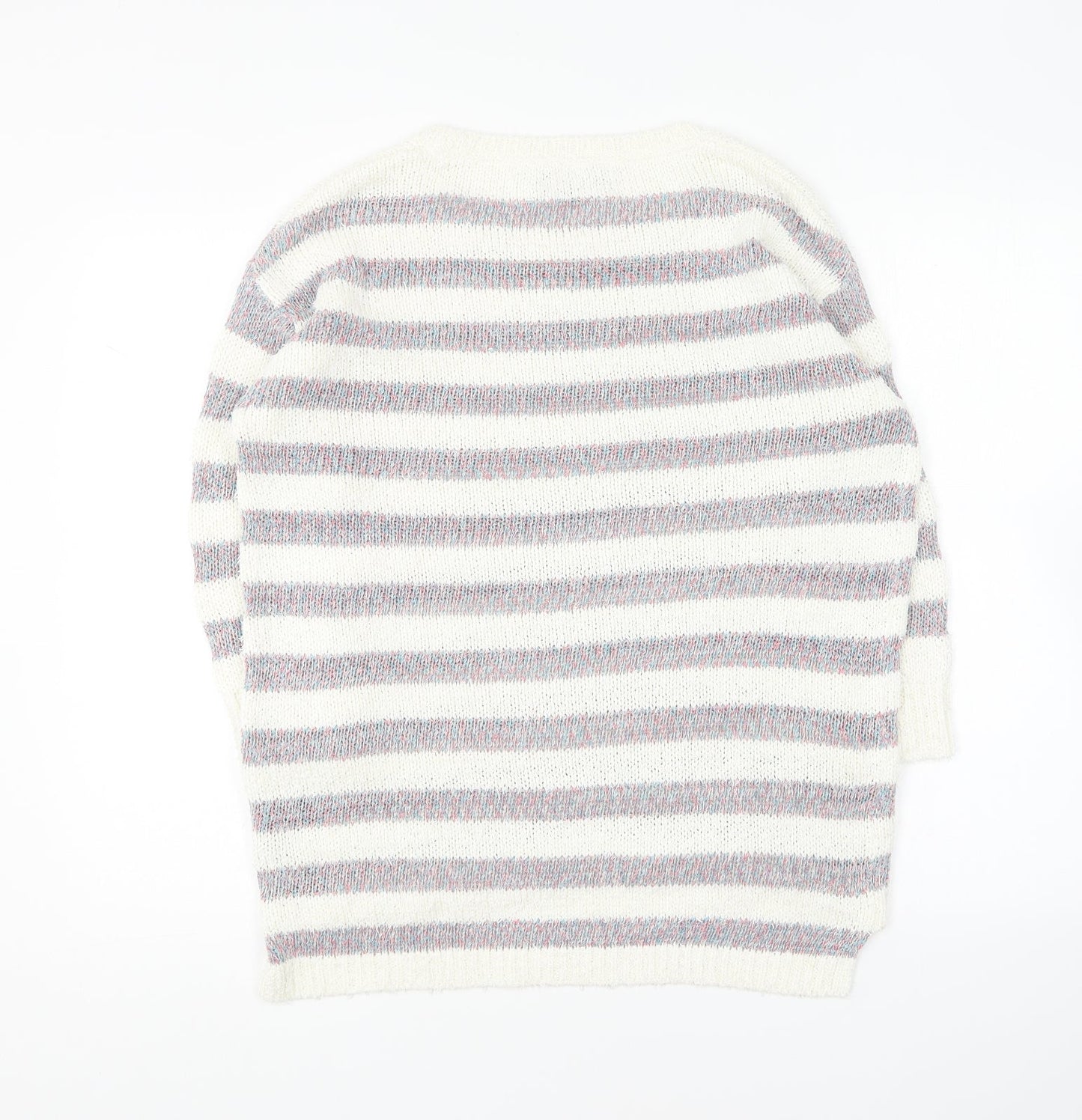 Per Una Womens Multicoloured Round Neck Striped Acrylic Pullover Jumper Size 12