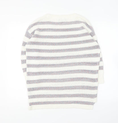 Per Una Womens Multicoloured Round Neck Striped Acrylic Pullover Jumper Size 12