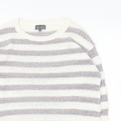 Per Una Womens Multicoloured Round Neck Striped Acrylic Pullover Jumper Size 12