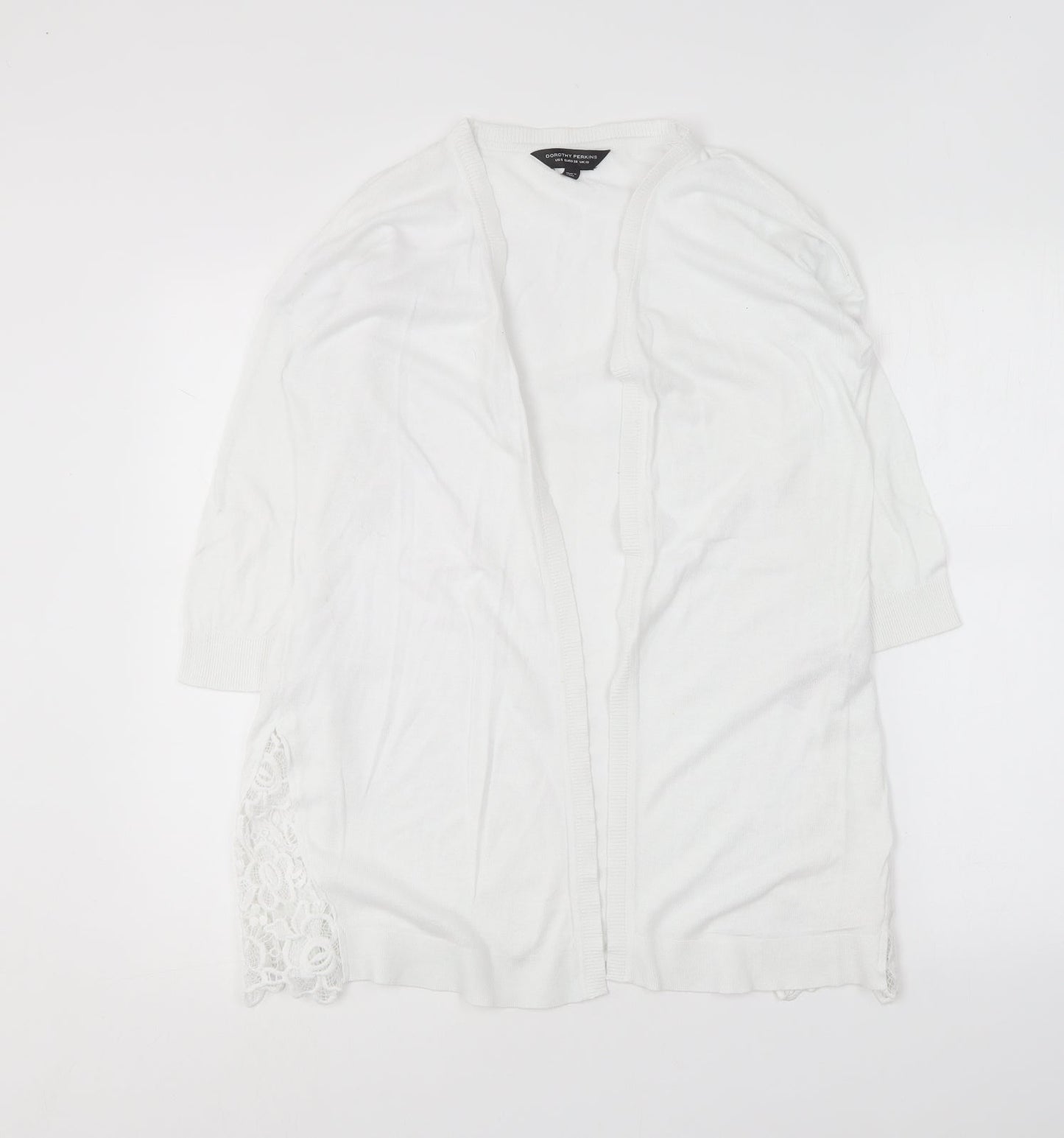 Dorothy Perkins Womens White V-Neck Cotton Cardigan Jumper Size 10